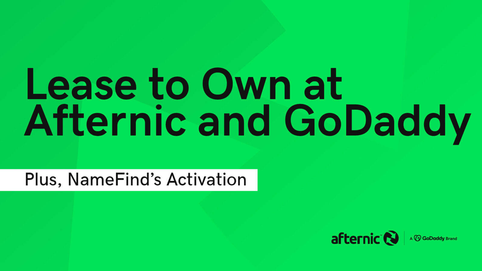 Lease to Own at Afternic and GoDaddy, plus NameFind's activation